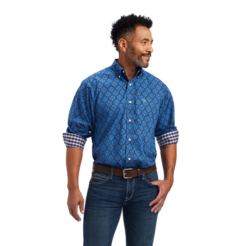 Ariat Hemden Herren - Wrinkle Free Dax Classic Fit Blau ( OYWRA-9187 )